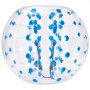 Pelota de choque inflable VEVOR con asas y correas azules en un diseño transparente similar a una burbuja.