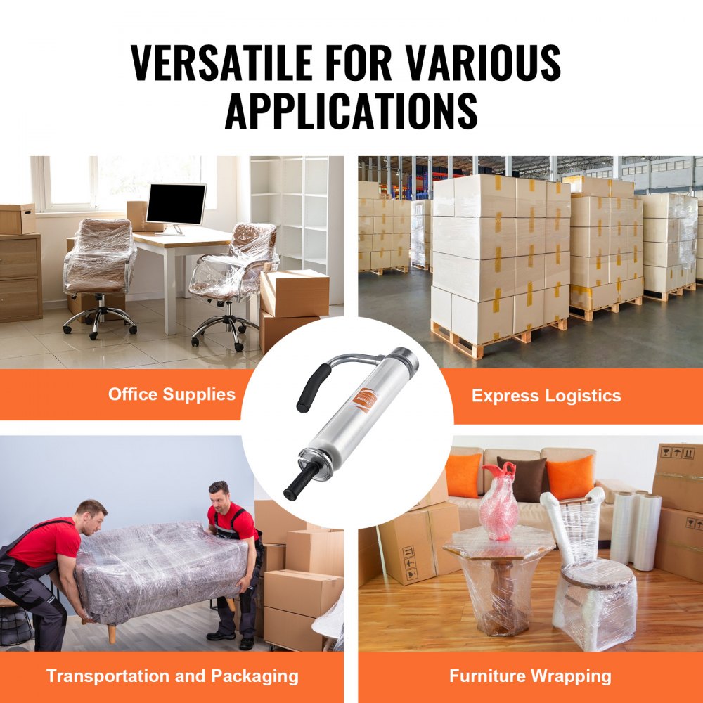 Dispensador de film estirable VEVOR, con capacidad para rollos de 30 a 50 cm, soporte industrial para film retráctil con asa extendida, máquina empacadora de film estirable para palés, envíos y mudanzas (1 unidad)