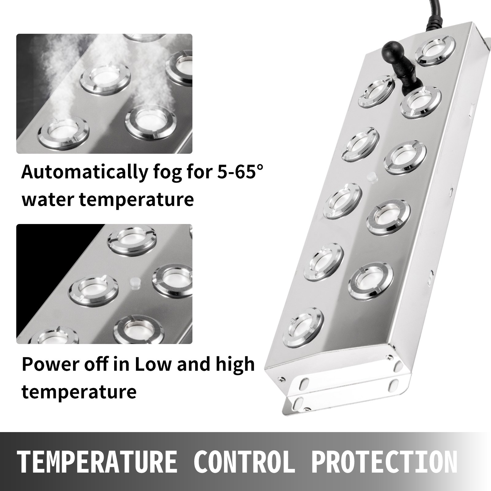 VEVOR Humidificador Ultrasónico de Niebla 10 Cabezas Impermeable para Estanque