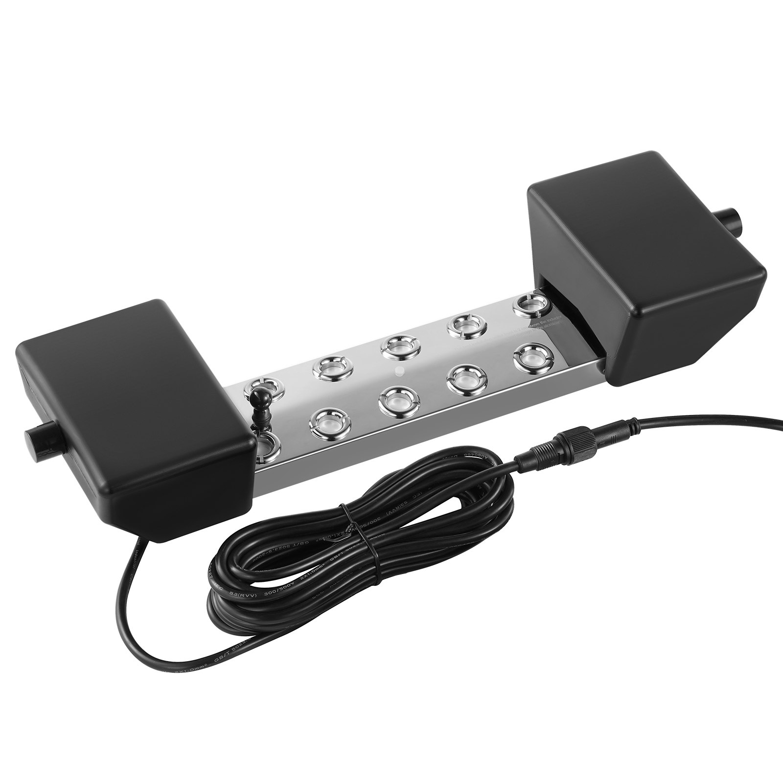 VEVOR - Generador de niebla ultrasónica de 10 cabezales, 7000 ml/h, con fuente de alimentación impermeable IP67 de 280 W, boya y discos de repuesto, para estanques, jardines, rocallas, invernaderos y decoración de Halloween.