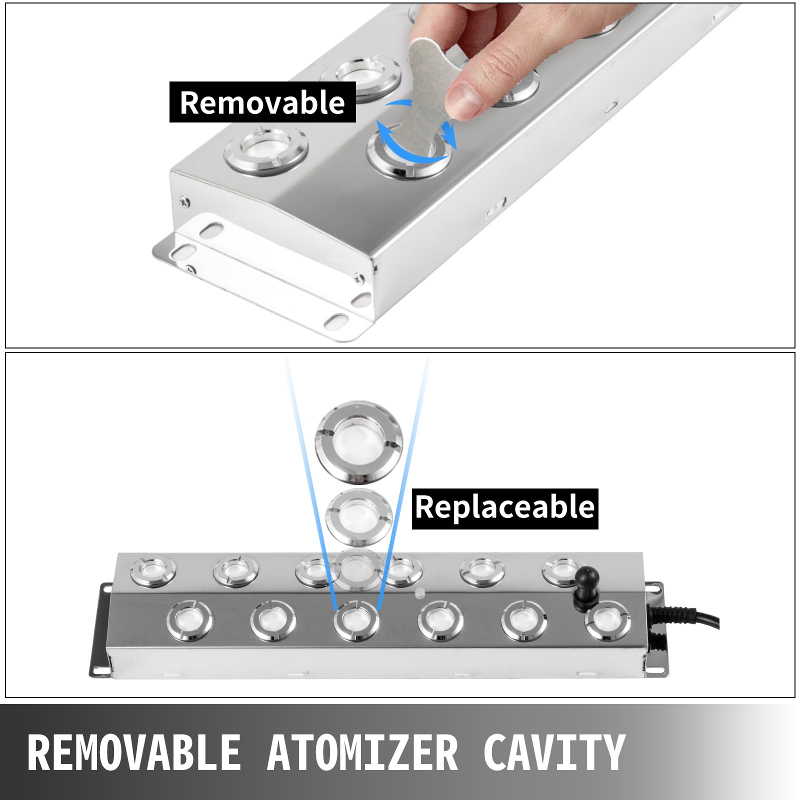 VEVOR Humidificador Ultrasónico de Niebla 12 Cabezas 400W para Estanque Jardín
