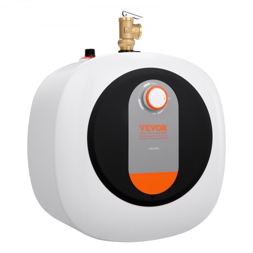VEVOR Calentador de agua eléctrico con mini tanque, almacenamiento de caldera de agua caliente con tanque de 2,5 galones, potencia de 1400 W, válvula de presión de temperatura de seguridad fácil de instalar, para cocina, baño, restaurante, estante montado en la pared