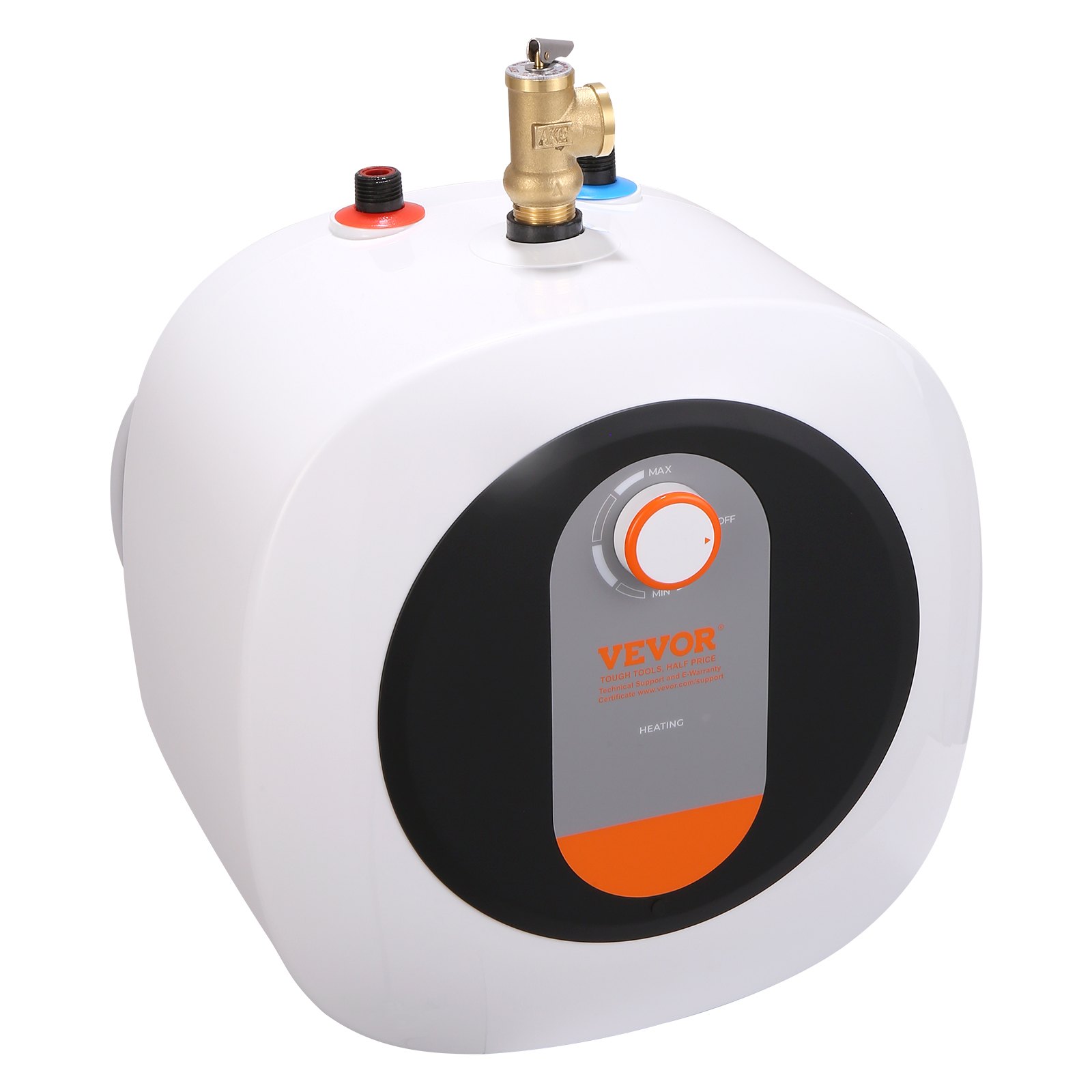 VEVOR Calentador de agua eléctrico con mini tanque, almacenamiento de caldera de agua caliente con tanque de 2,5 galones, potencia de 1400 W, válvula de presión de temperatura de seguridad fácil de instalar, para cocina, baño, restaurante, estante montado en la pared