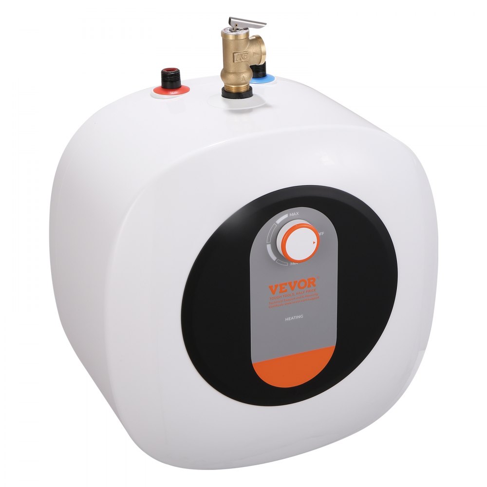 VEVOR Calentador de Agua Eléctrico Mini con Tanque 4 Galones de Almacenamiento, 1400 W, Válvula de Presión de Temperatura de Seguridad, Fácil Instalación, para Cocina, Baño, 375 x 400 x 317 mm