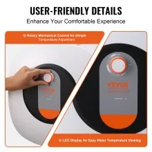 VEVOR Calentador de agua eléctrico con mini tanque, almacenamiento de caldera de agua caliente con tanque de 8 galones, potencia de 1400 W, válvula de presión de temperatura de seguridad fácil de instalar, para cocina, baño, restaurante, estante montado en la pared