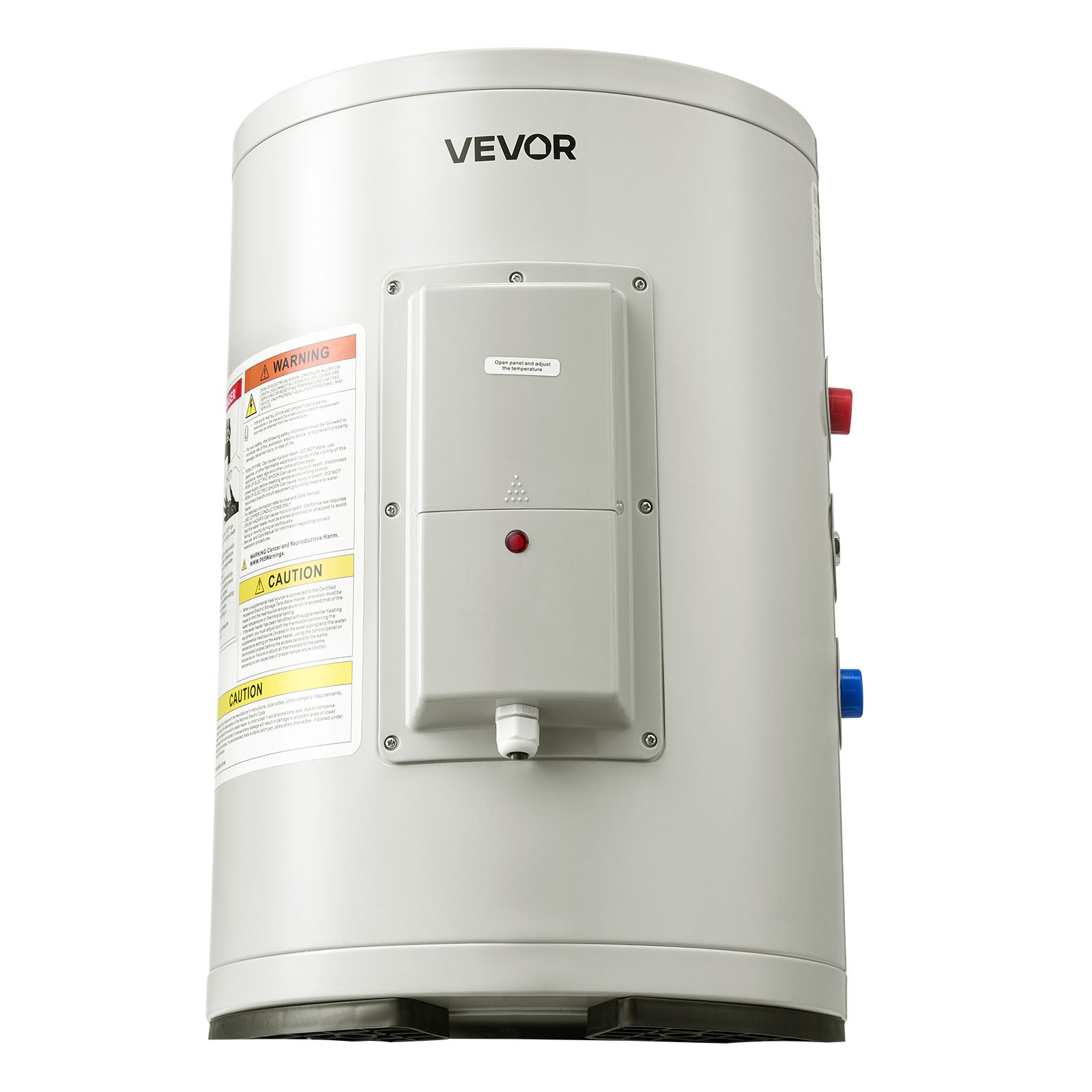 Calentador de agua eléctrico VEVOR de 6 galones, 1600 W, punto de uso, pantalla LED, control de perilla, salida superior, diseño de almacenamiento de 120 V con válvula de temperatura y presión para apartamentos tipo estudio y autocaravanas, color gris