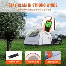 VEVOR Tienda de campaña para SUV, accesorio para tienda de campaña SUV de 8'-8' para acampar con capa de lluvia y bolsa de transporte, tienda de campaña para camión de doble capa de PU2000 mm, con capacidad para 6-8 personas, tienda de campaña trasera para puerta trasera de furgoneta