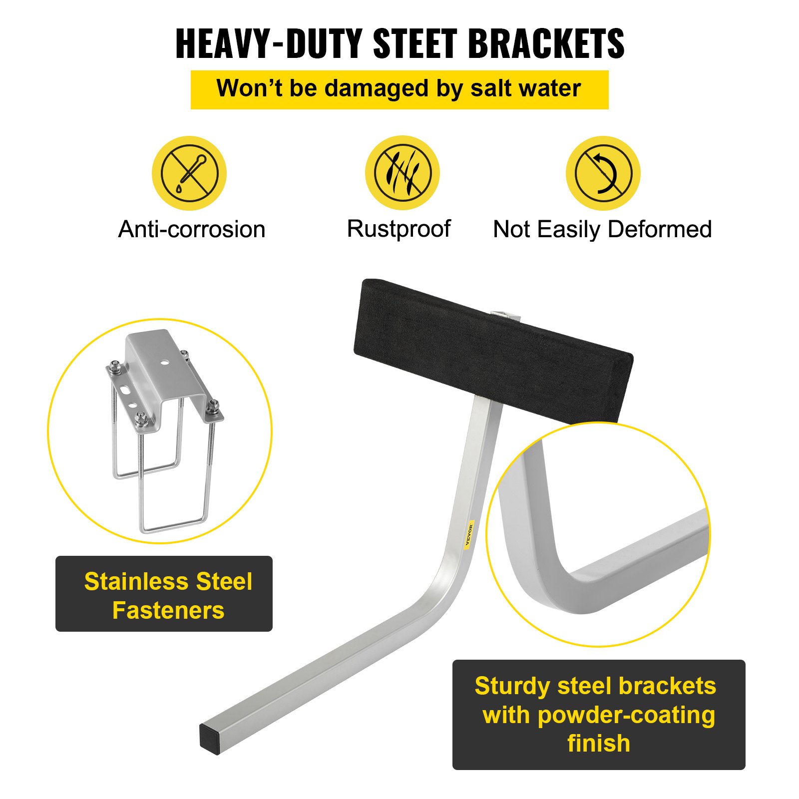 Juego de guías para remolques marinos VEVOR, paquete de 2, guías compactas estilo litera con marco de acero y tablas cubiertas de alfombra, todos los herrajes de montaje incluidos, adecuados para remolques de esquí, pesca o veleros
