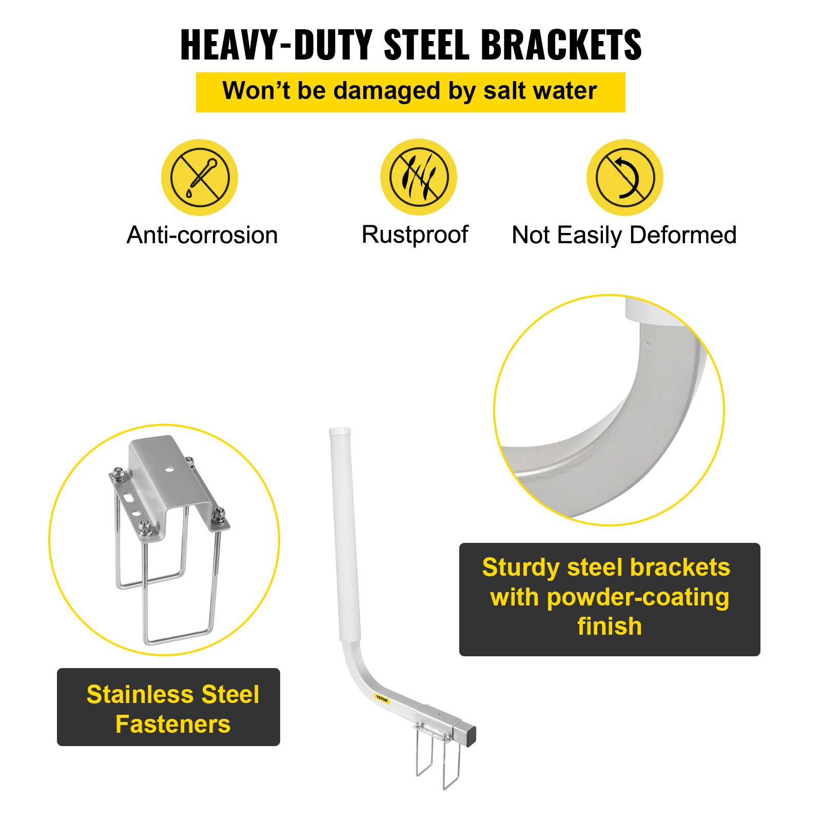 VEVOR Guía para remolque de barco, 22 pulgadas, 2 guías de poste de remolque de acero, con cubiertas de tubo de PVC blanco, accesorios de montaje completos incluidos, para barco de esquí, barco de pesca o remolque de velero