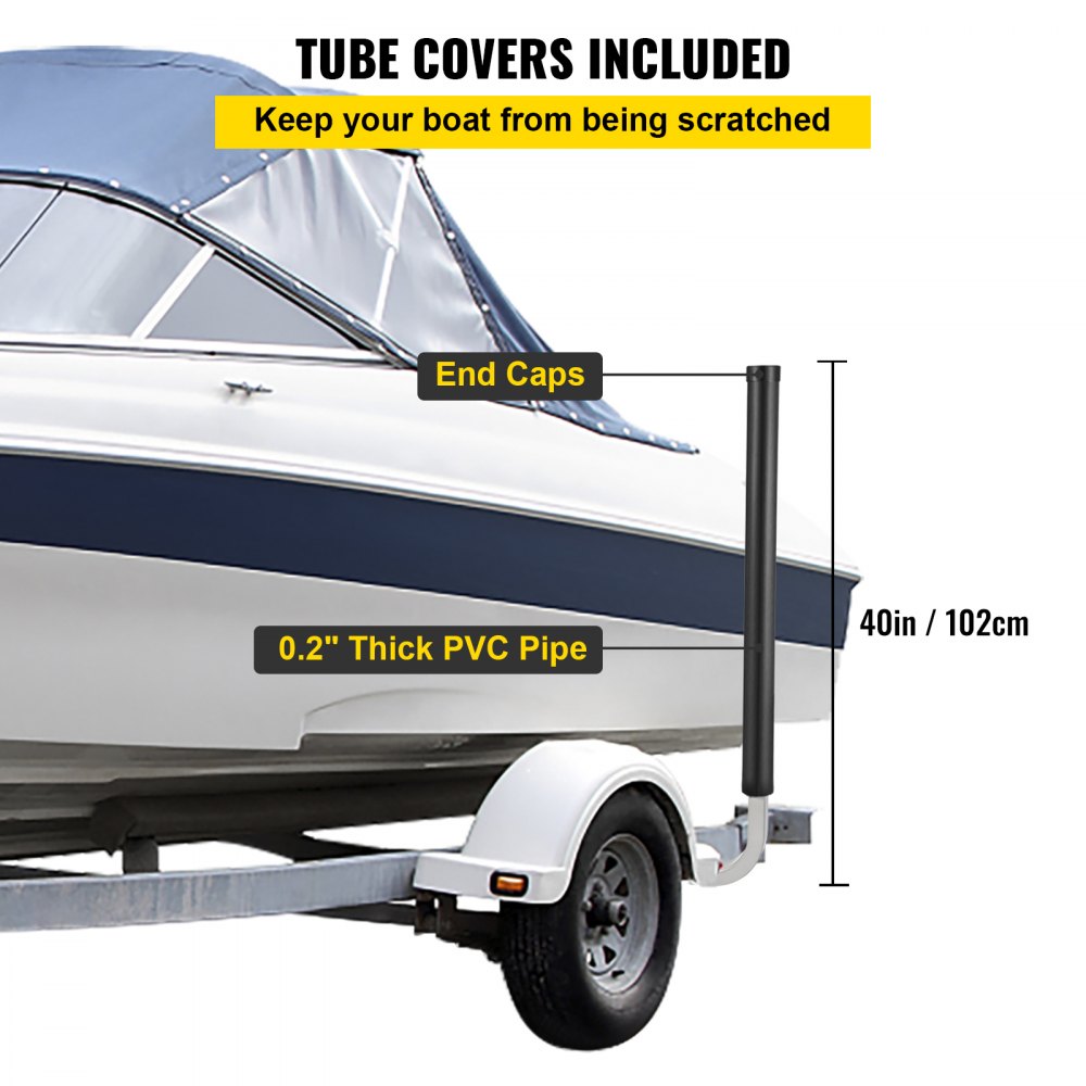 VEVOR Guías para Remolque de Barcos, 40\", 2 Piezas de Guías para Remolque de Acero Galvanizado Inoxidable, Guías para Remolque con Tubos de PVC Negro, Piezas de Montaje Incluidas, para Barco de Esquí