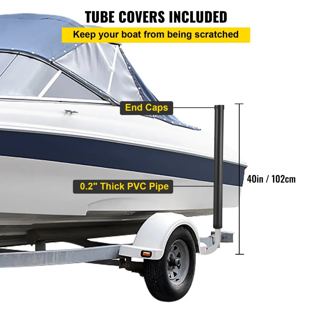 VEVOR Guías para Remolque de Barcos, 40\", 2 Piezas de Guías para Remolque de Acero Galvanizado Inoxidable, Guías para Remolque con Tubos de PVC Negro, Piezas de Montaje Incluidas, para Barco de Esquí