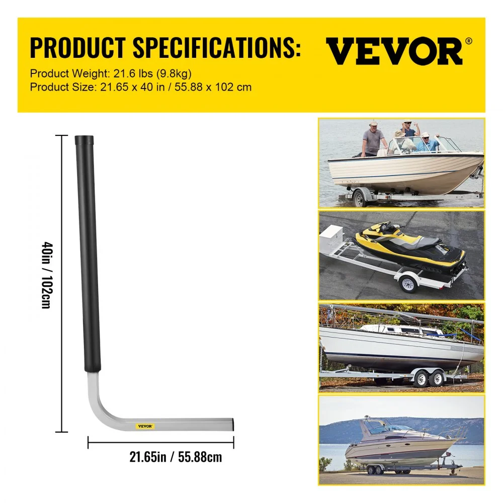 VEVOR Guías para Remolque de Barcos, 40\", 2 Piezas de Guías para Remolque de Acero Galvanizado Inoxidable, Guías para Remolque con Tubos de PVC Negro, Piezas de Montaje Incluidas, para Barco de Esquí
