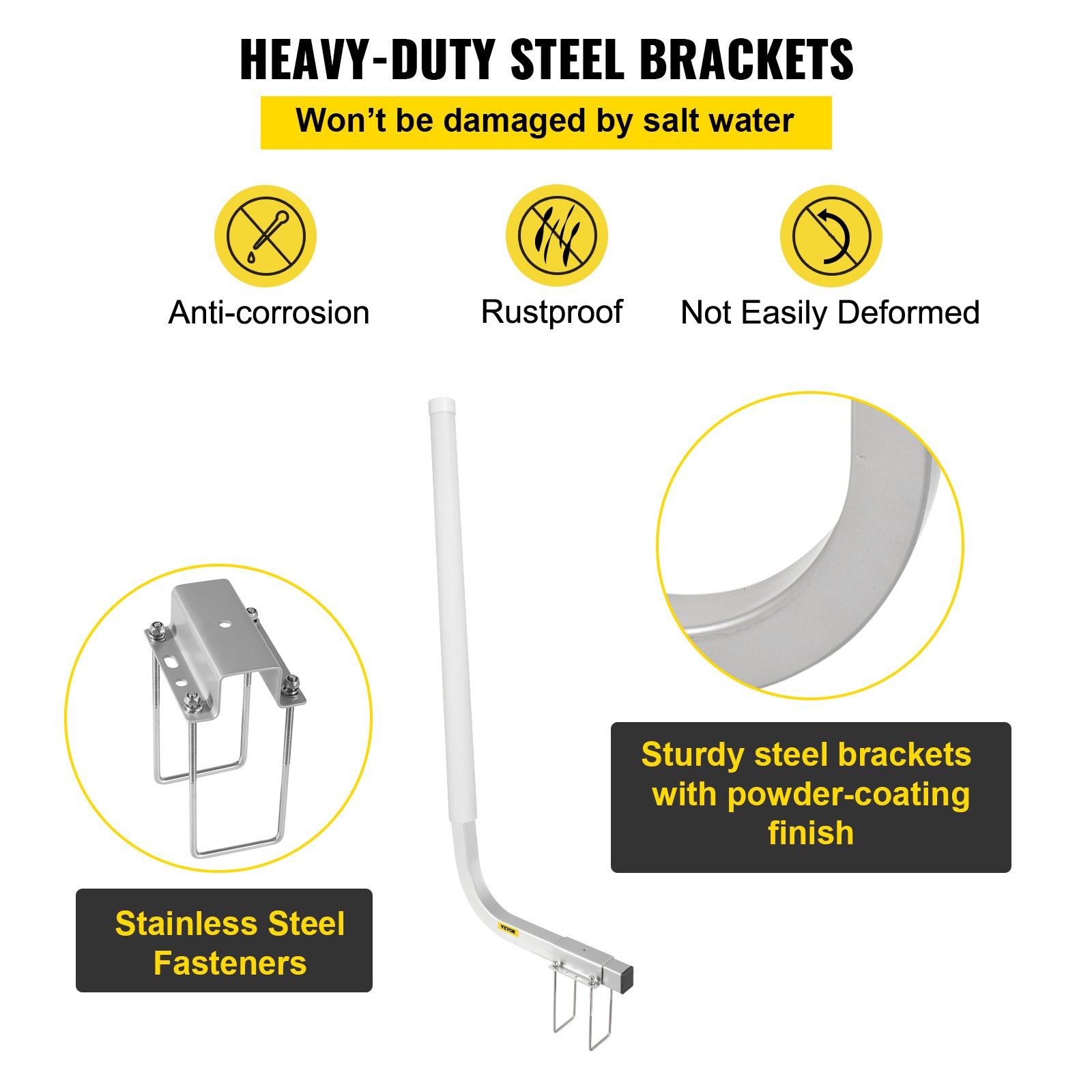 VEVOR Guías para Remolque de Barcos, 40", 2 Guías de Poste de Remolque de Acero, Guías de Remolque con Tubos de PVC, Accesorios de Montaje Incluidos, para Barco de Esquí, Barco de Pesca o Remolque de Velero, Blanco