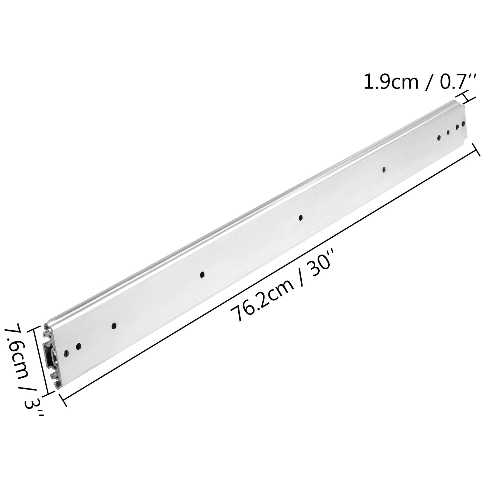Correderas para cajones de alta resistencia VEVOR, dimensiones 76,2 cm x 7,6 cm x 1,9 cm.