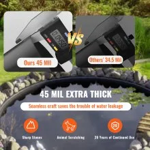 VEVOR Revestimiento para Estanque, 30 x 35 pies, 45 Mil de Espesor, Material EPDM Flexible, Capa Base para Estanques de Peces o Koi, Características de Agua, Base de Cascada, Fuentes, Jardines Acuáticos, Negro