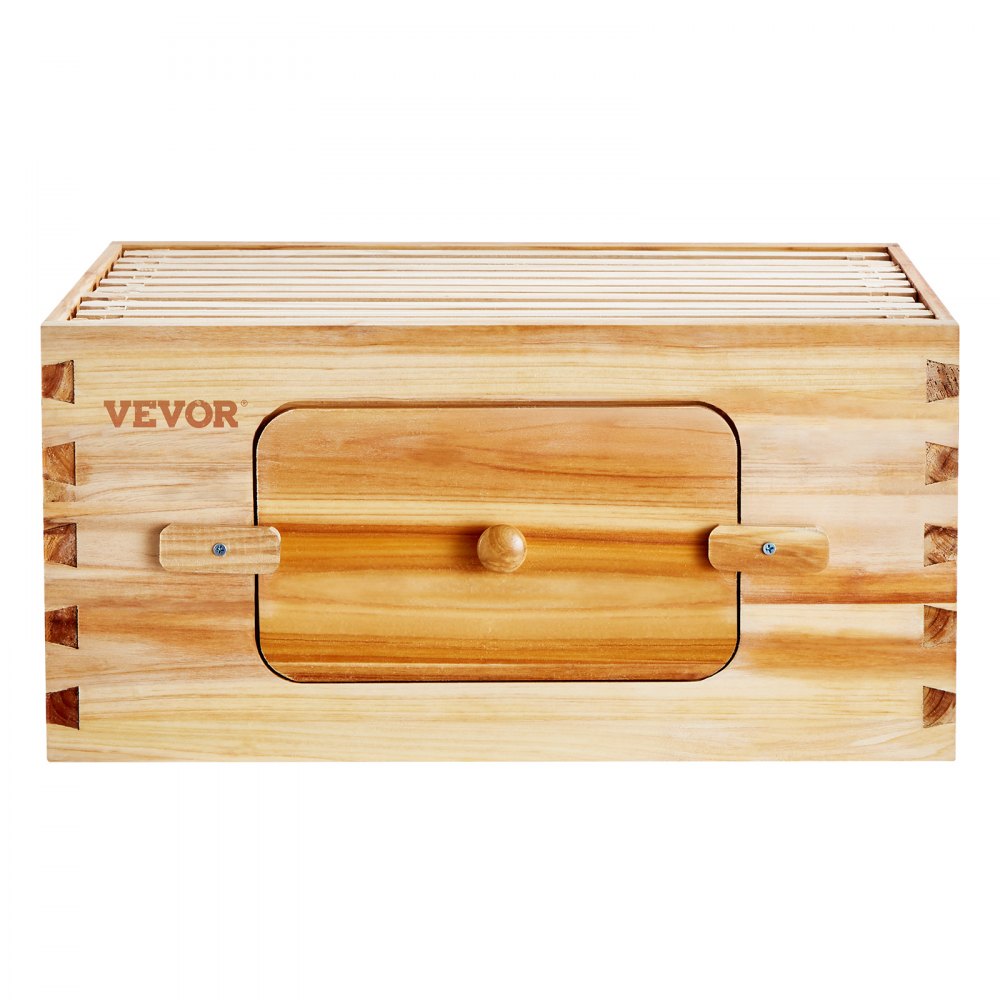 VEVOR Bee Hive Deep Box Starter Kit, 100% madera de cedro natural recubierta de cera de abejas, kit de colmena Langstroth con 10 marcos y cimientos, ventanas de abejas acrílicas transparentes para principiantes y apicultores profesionales