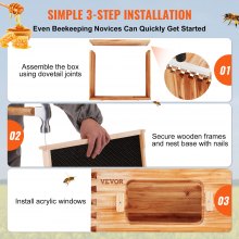 VEVOR Bee Hive Kit de inicio de colmenas de abejas con 40 marcos, madera de cedro recubierta de cera de abejas, 2 cajas de abejas profundas + 2 medianas Kit de colmena Langstroth, ventanas acrílicas transparentes con bases para apicultores principiantes y profesionales