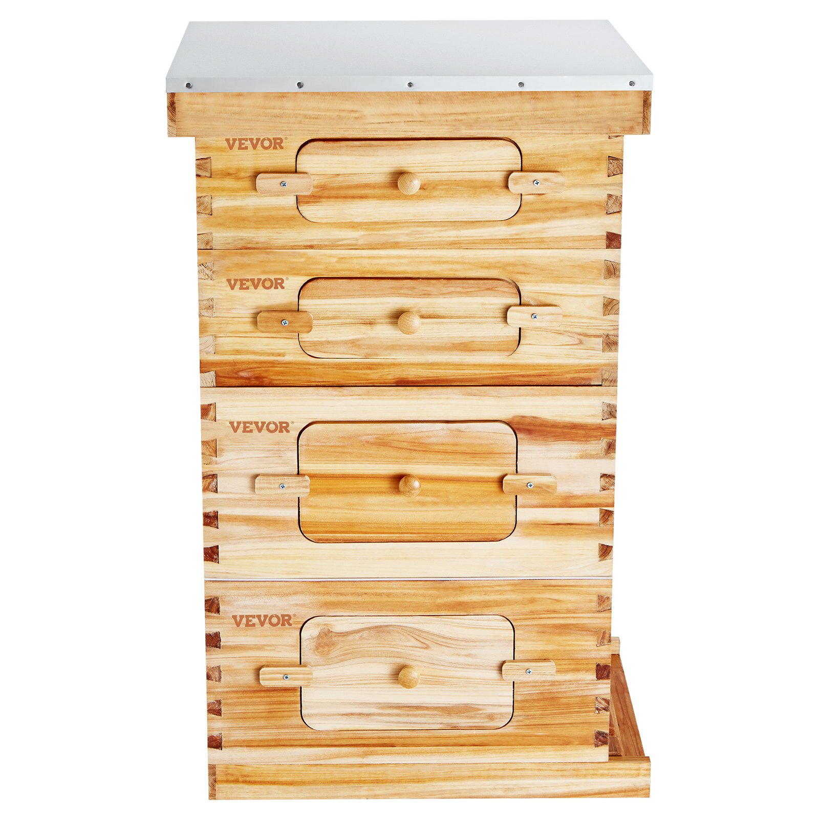 Kit de colmena VEVOR de madera resistente con múltiples compartimentos y un techo de metal duradero.