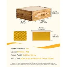 VEVOR Bee Hive Kit de inicio de caja mediana, 100% madera de cedro natural recubierta de cera de abejas, kit de colmena Langstroth con 10 marcos y cimientos, ventanas de abejas acrílicas transparentes para principiantes y apicultores profesionales