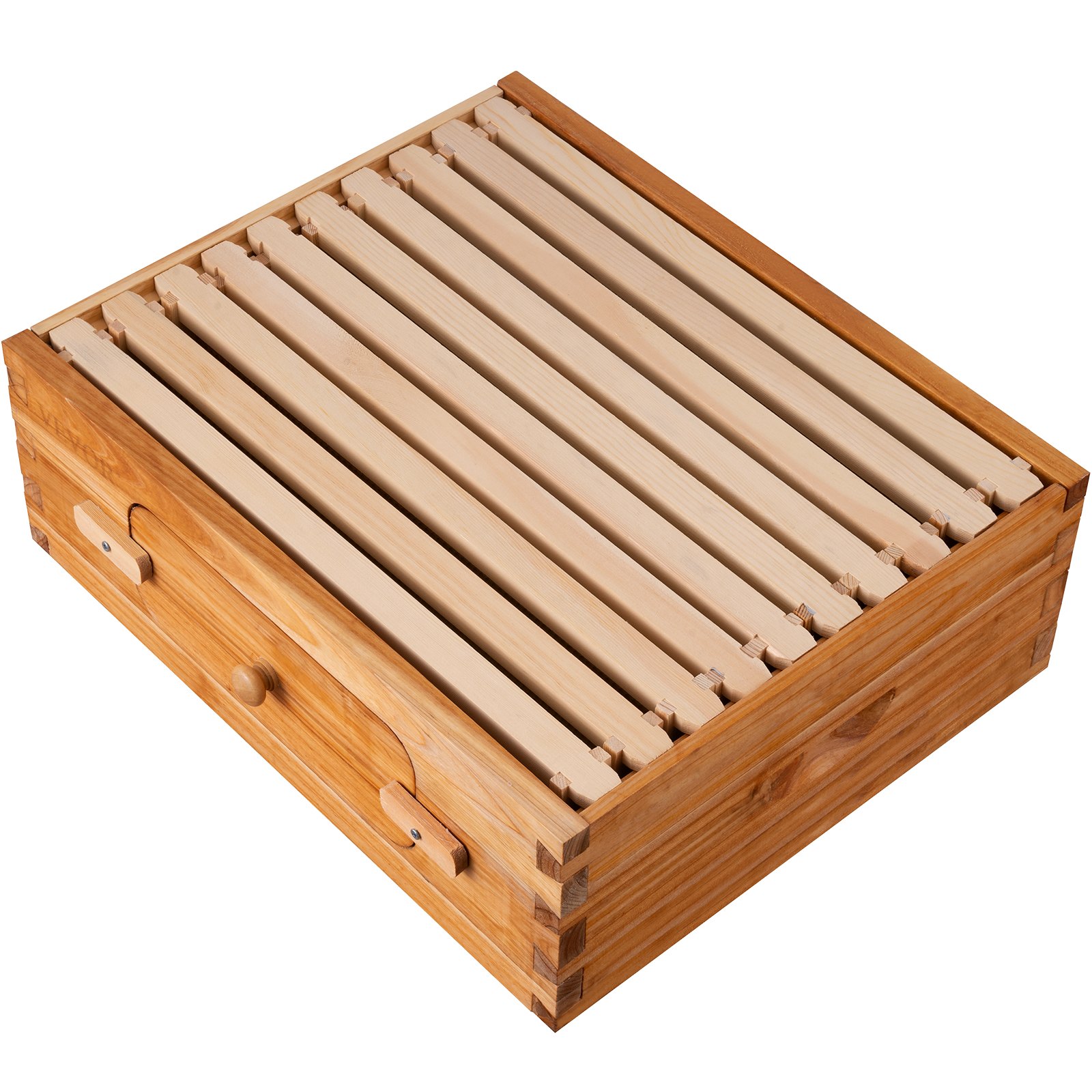 Kit de colmena VEVOR en acabado de madera natural con múltiples ranuras de marco para apicultura.