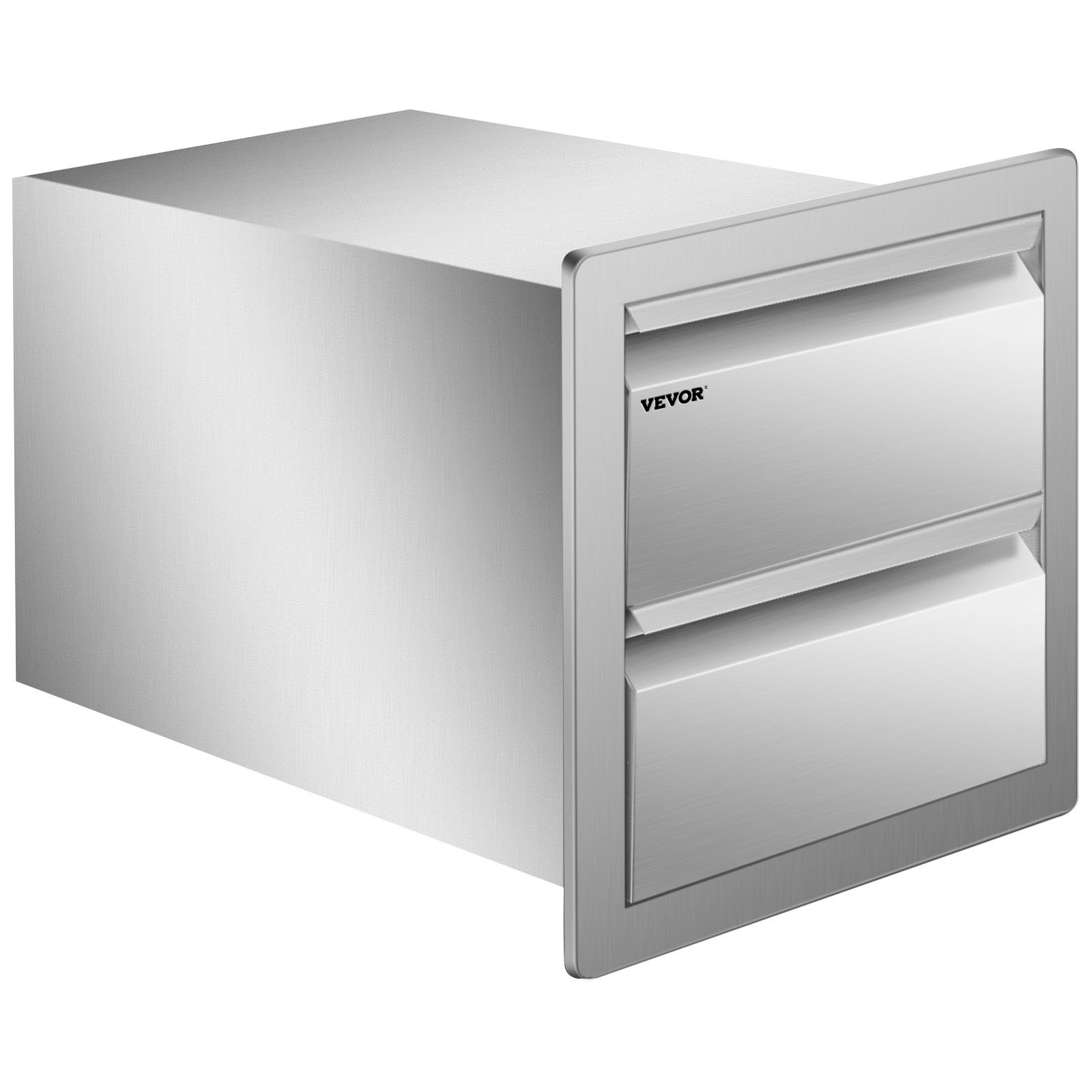 Cajones de cocina exterior VEVOR de acero inoxidable con compartimentos dobles.