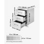 Cajones para cocina exterior VEVOR de 40,6 cm de ancho x 54,6 cm de alto x 45,7 cm de profundidad, cajones triples para barbacoa de montaje empotrado con tirador de acero inoxidable, cajones para isla de barbacoa para cocinas exteriores o estación de barbacoa en el patio.