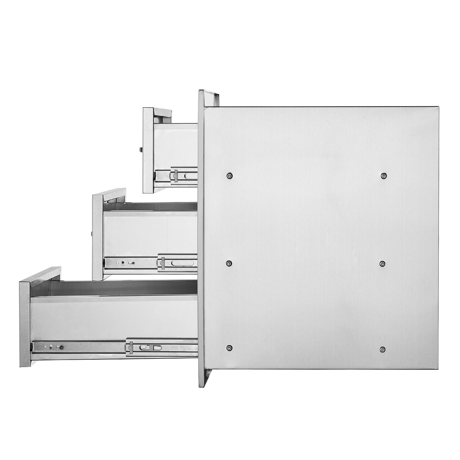 Cajones de cocina para exteriores VEVOR de 40 cm de ancho x 54 cm de alto x 45 cm de profundidad, con triple acceso y montaje empotrado para barbacoa con tirador de acero inoxidable. Cajones para isla de barbacoa, ideales para cocinas al aire libre o para parrillas de patio.
