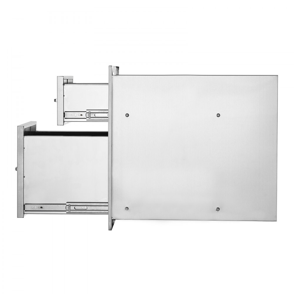 VEVOR Cajones de cocina para exteriores de 13 pulgadas de ancho x 20,4 pulgadas de alto x 20,8 pulgadas de profundidad, cajones dobles de acceso para barbacoa con mango de acero inoxidable, cajones con isla para barbacoa para cocinas al aire libre o estación de parrilla de patio