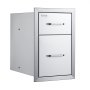 VEVOR Cajones de cocina para exteriores de 13 pulgadas de ancho x 20,4 pulgadas de alto x 20,8 pulgadas de profundidad, cajones dobles de acceso para barbacoa con mango de acero inoxidable, cajones con isla para barbacoa para cocinas al aire libre o estación de parrilla de patio