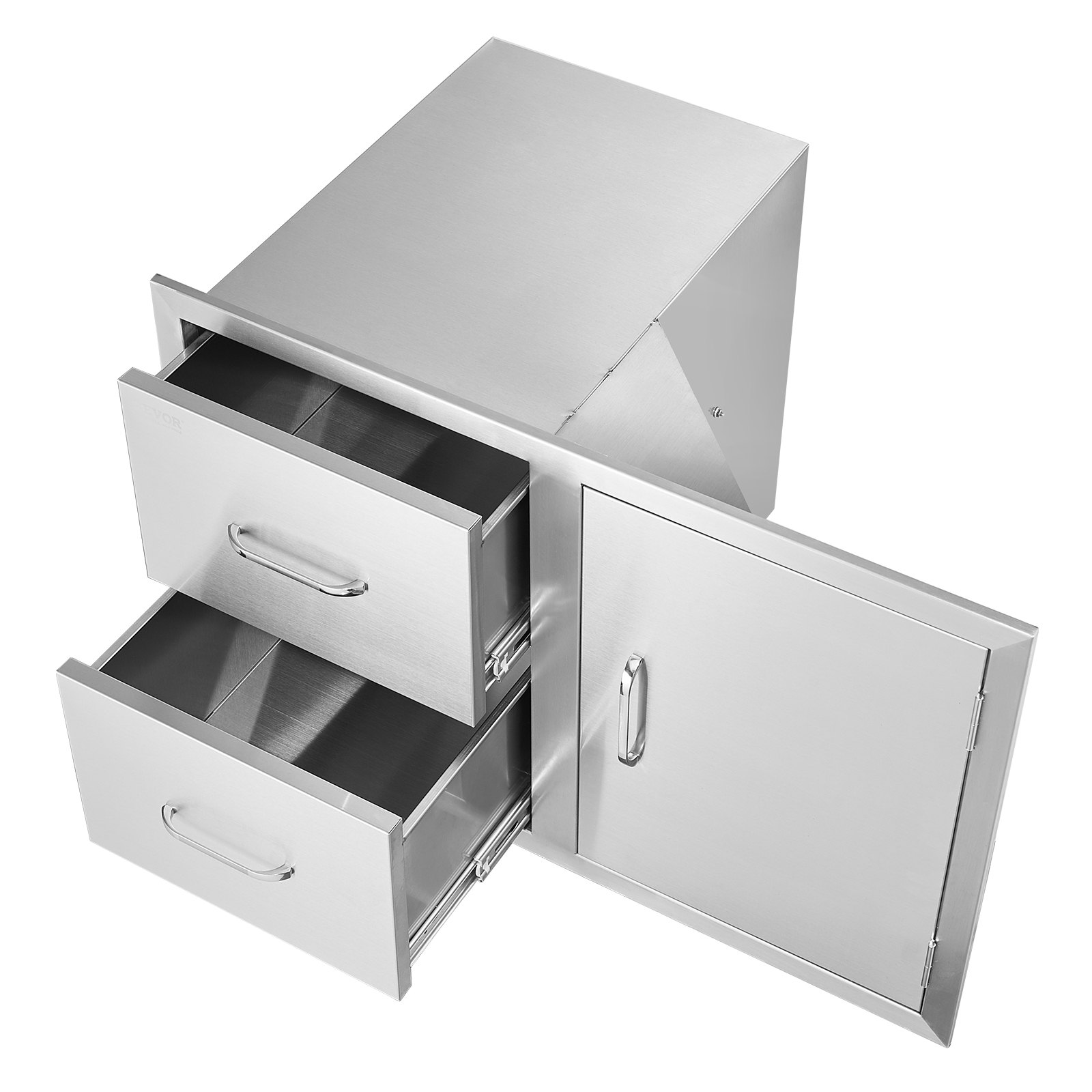 VEVOR Combo de cajón para puerta de cocina al aire libre, 32.5 pulgadas de ancho x 21.6 pulgadas de alto x 20.5 pulgadas de profundidad, puerta de acceso/cajones dobles con toallero de papel, cajones