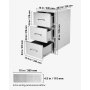 VEVOR Cajones de cocina para exteriores de 16.0 in de ancho x 28.5 in de alto x 20.5 in de profundidad, cajones de barbacoa de triple acceso de montaje empotrado de acero inoxidable con asa, cajones de isla de barbacoa para cocinas al aire libre o estación de parrilla de patio