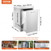 VEVOR - Cajón para tanque de propano de cocina al aire libre, 16 pulgadas de ancho x 22 pulgadas de alto x 16 pulgadas de profundidad, cajón de basura extraíble de acero inoxidable con asa para cocina al aire libre, isla de barbacoa