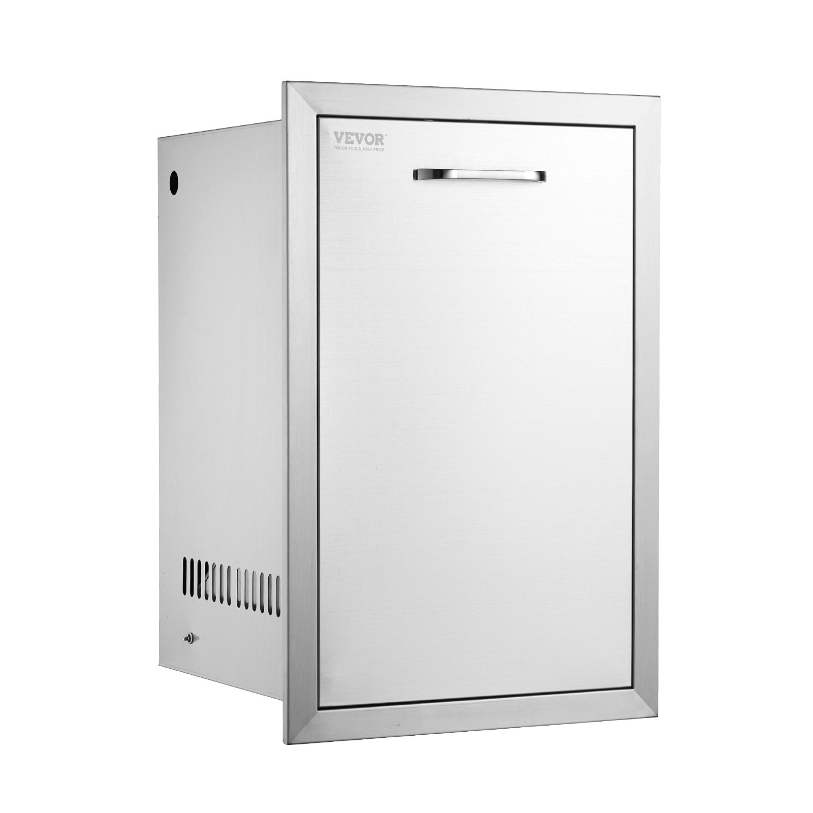 Cajón de cocina para exterior VEVOR con elegante acabado en acero inoxidable y tirador moderno.
