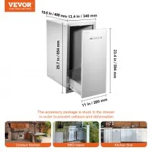 VEVOR Cajón de Residuos de Acero Inoxidable Rieles Deslizantes 34,5 x 66 x 49 cm