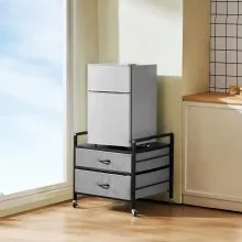 Mini refrigerador con base de almacenamiento, 176 libras, mesa gris para mini refrigerador, 2 cajones