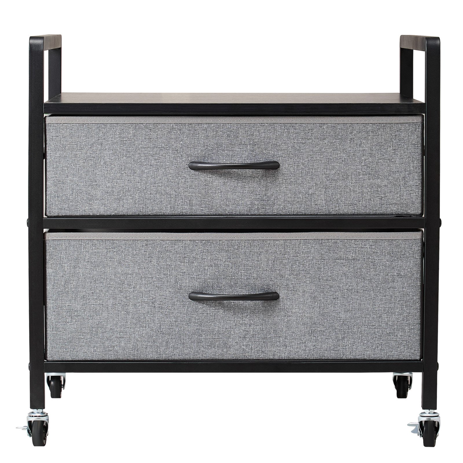 VEVOR - Soporte para mininevera con almacenamiento, mesa para mininevera con capacidad de 80 kg, 2 cajones y 4 ruedas giratorias, estante móvil para mininevera, organizador gris para mininevera, apartamento, oficina y dormitorio.