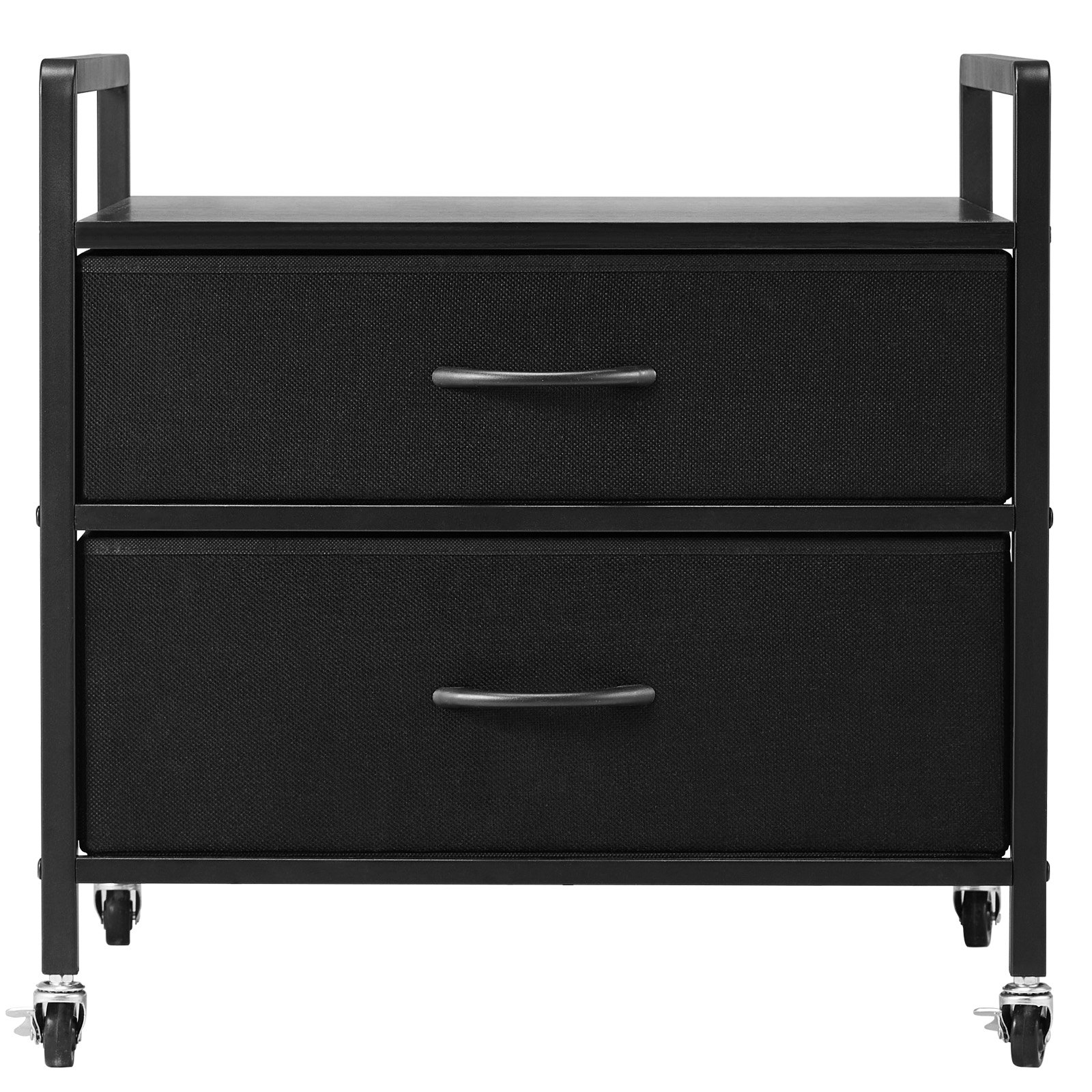 VEVOR - Soporte para mininevera con almacenamiento, mesa para mininevera con capacidad de 80 kg, 2 cajones y 4 ruedas giratorias, estante móvil para mininevera, organizador negro para dormitorio, apartamento, oficina y habitación.