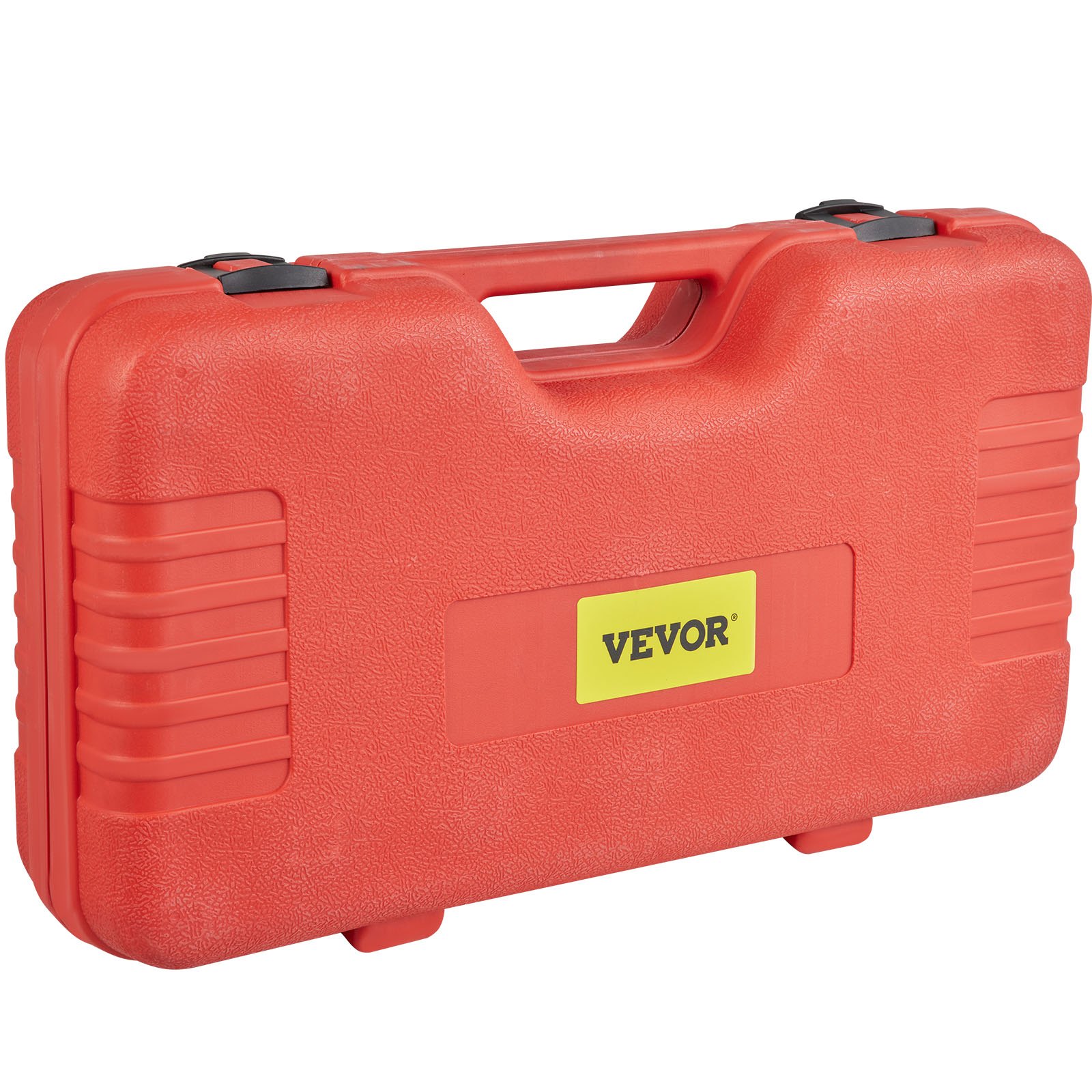 Estuche de transporte rojo con el logotipo de vevo para el kit de fundas de presión y extracción VEVOR, con un asa resistente.