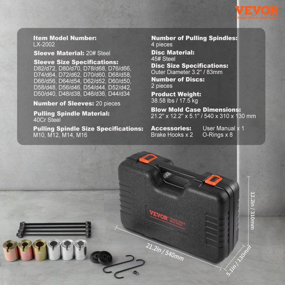 VEVOR - Kit de 26 casquillos de extracción y presión, juego de extracción e instalación de cojinetes de acero, herramientas de inserción y extracción de casquillos con estuche de transporte, compatible con varios vehículos (LCV y HGV)