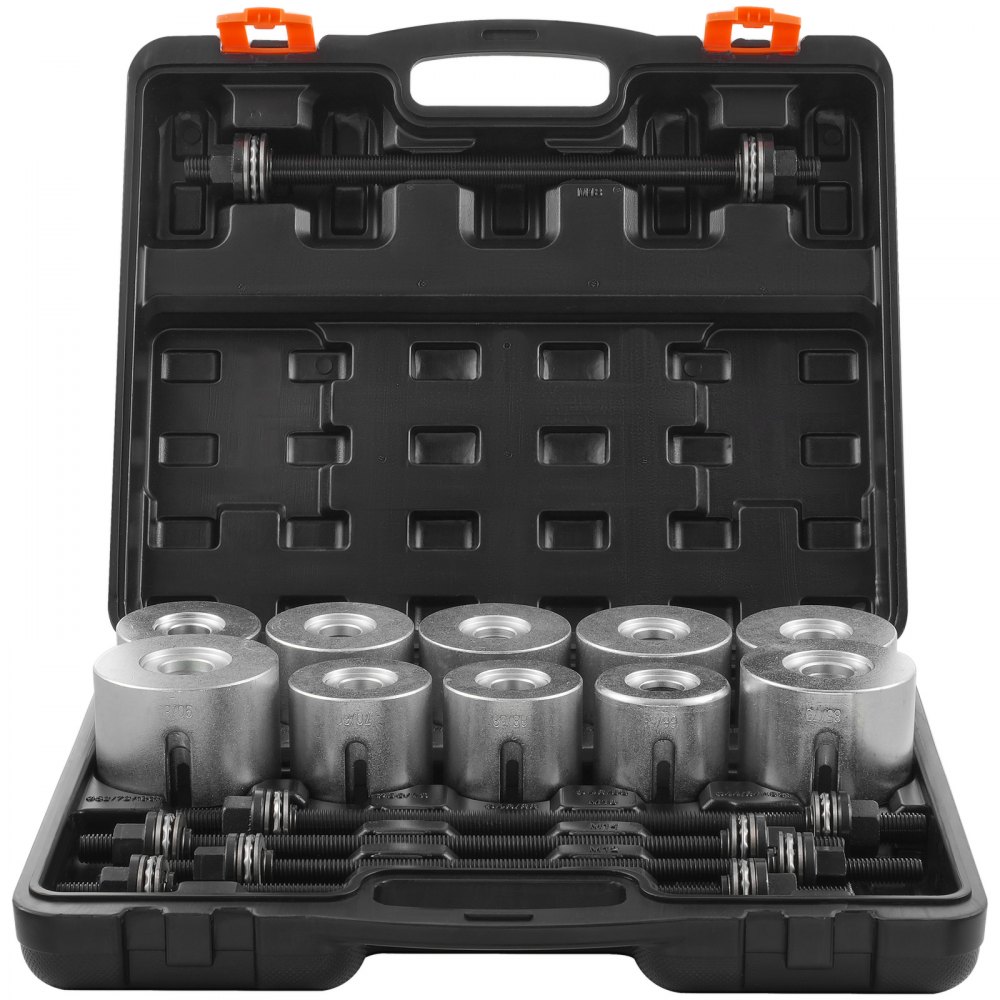 Kit de extracción e instalación de casquillos VEVOR de 27 piezas, juego de herramientas para casquillos de acero con estuche de transporte, compatible con motores de vehículos comerciales ligeros y pesados.