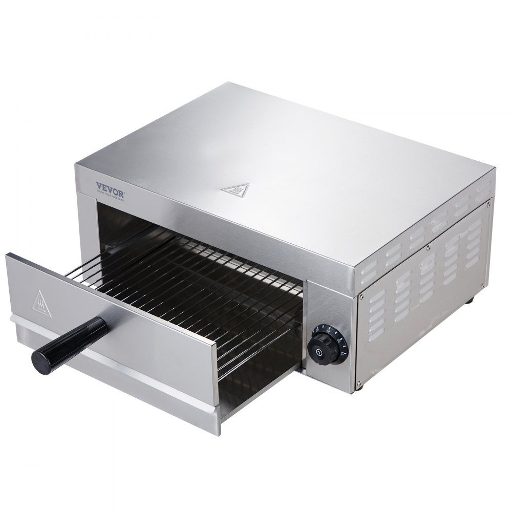 VEVOR Horno eléctrico para pizza de encimera de 12 pulgadas, 1500 W, horno de pizza comercial con temporizador de 0 a 60 minutos, pizzera de acero inoxidable con bandeja extraíble para migas para uso comercial y doméstico, certificado ETL
