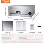 VEVOR Horno eléctrico para pizza de encimera de 12 pulgadas, 1500 W, horno de pizza comercial con temporizador de 0 a 60 minutos, pizzera de acero inoxidable con bandeja extraíble para migas para uso comercial y doméstico, certificado ETL