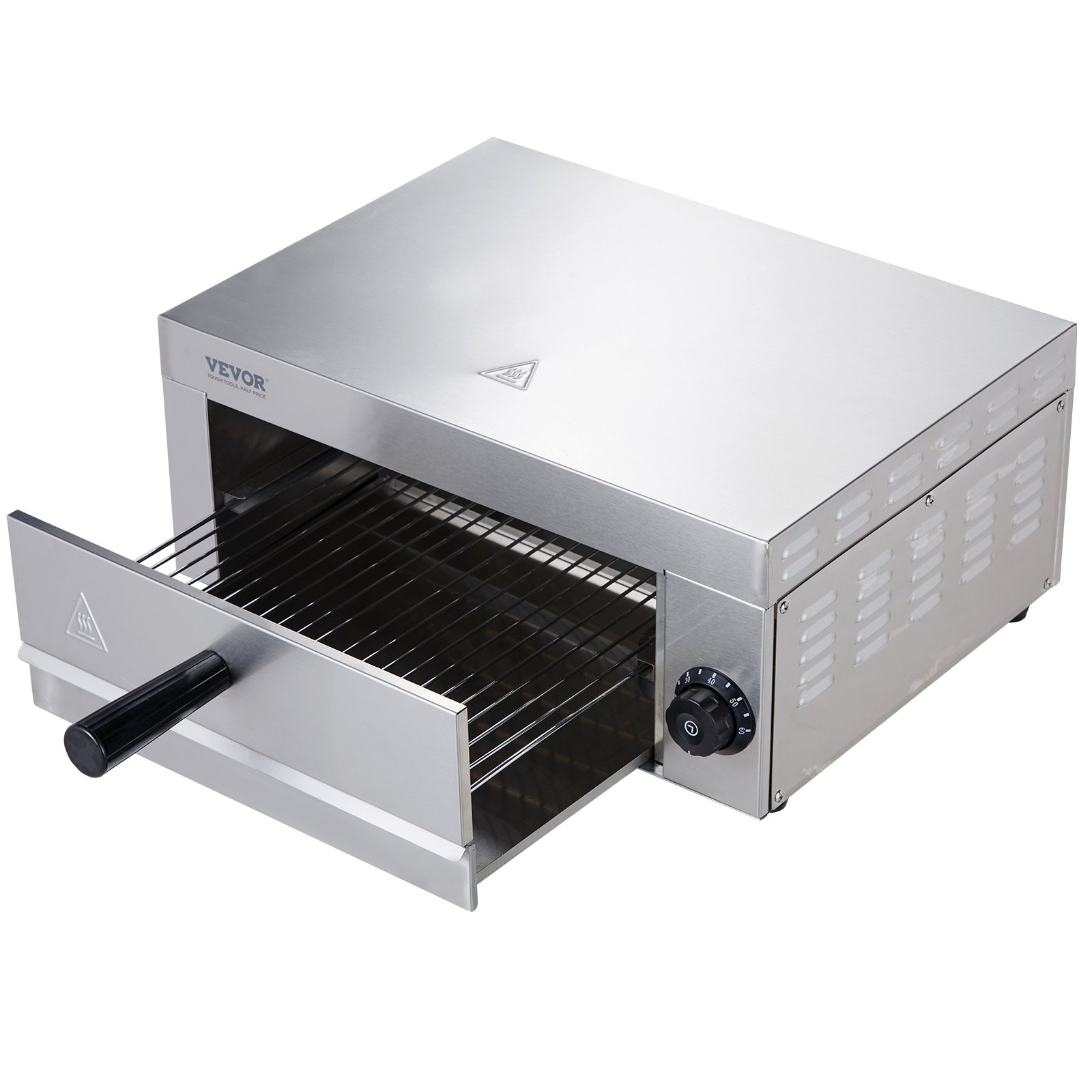 VEVOR Horno eléctrico para pizza de encimera de 12 pulgadas, 1500 W, horno de pizza comercial con temporizador de 0 a 60 minutos, pizzera de acero inoxidable con bandeja extraíble para migas para uso comercial y doméstico, certificado ETL