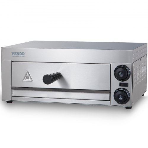 VEVOR Horno eléctrico para pizza de encimera de 12 pulgadas, horno de pizza comercial de 1500 W con temperatura ajustable, temporizador de 0 a 60 minutos, máquina para hornear pizza uniforme de 360° y