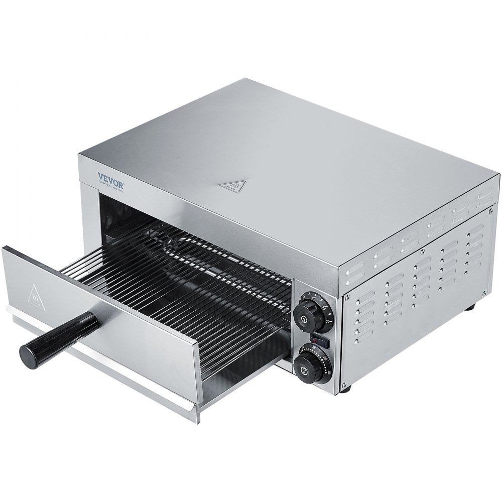 VEVOR Horno eléctrico para pizza de encimera de 12 pulgadas, horno de pizza comercial de 1500 W con temperatura ajustable, temporizador de 0 a 60 minutos, máquina para hornear pizza uniforme de 360° y