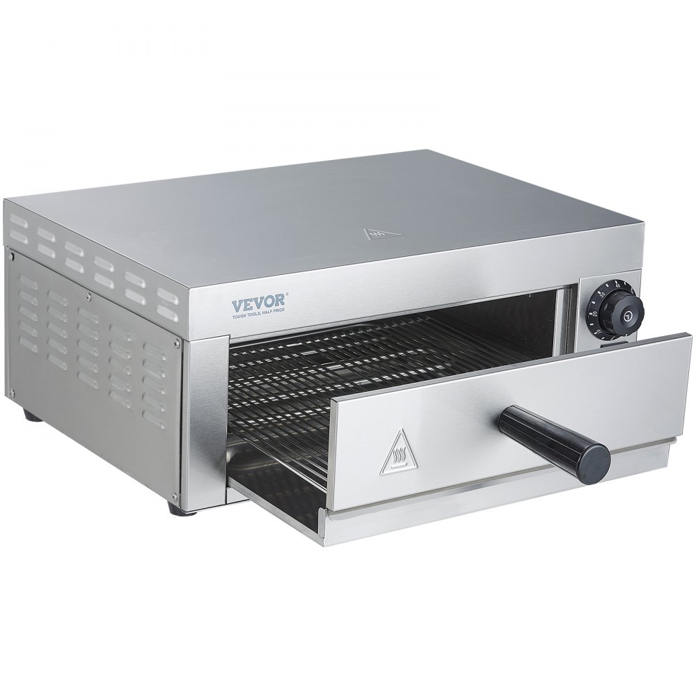 VEVOR Horno eléctrico para pizza de encimera de 12 pulgadas, horno de pizza comercial de 1500 W con temperatura ajustable, temporizador de 0 a 60 minutos, máquina para hornear pizza uniforme de 360° y