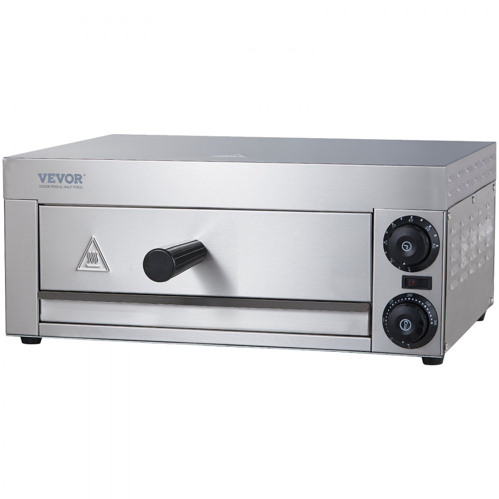 VEVOR Horno eléctrico para pizza de encimera de 12 pulgadas, horno de pizza comercial de 1500 W con temperatura ajustable, temporizador de 0 a 60 minutos, máquina para hornear pizza uniforme de 360° y