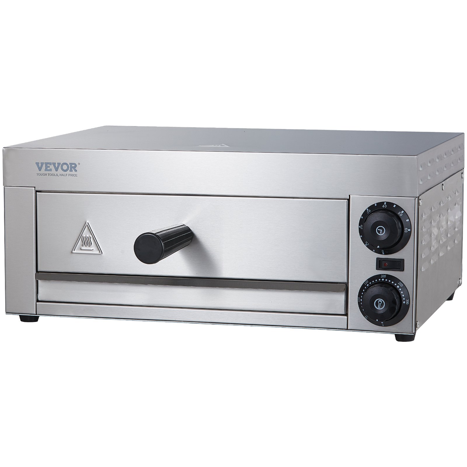 VEVOR Horno eléctrico para pizza de encimera de 12 pulgadas, horno de pizza comercial de 1500 W con temperatura ajustable, temporizador de 0 a 60 minutos, máquina para hornear pizza uniforme de 360° y