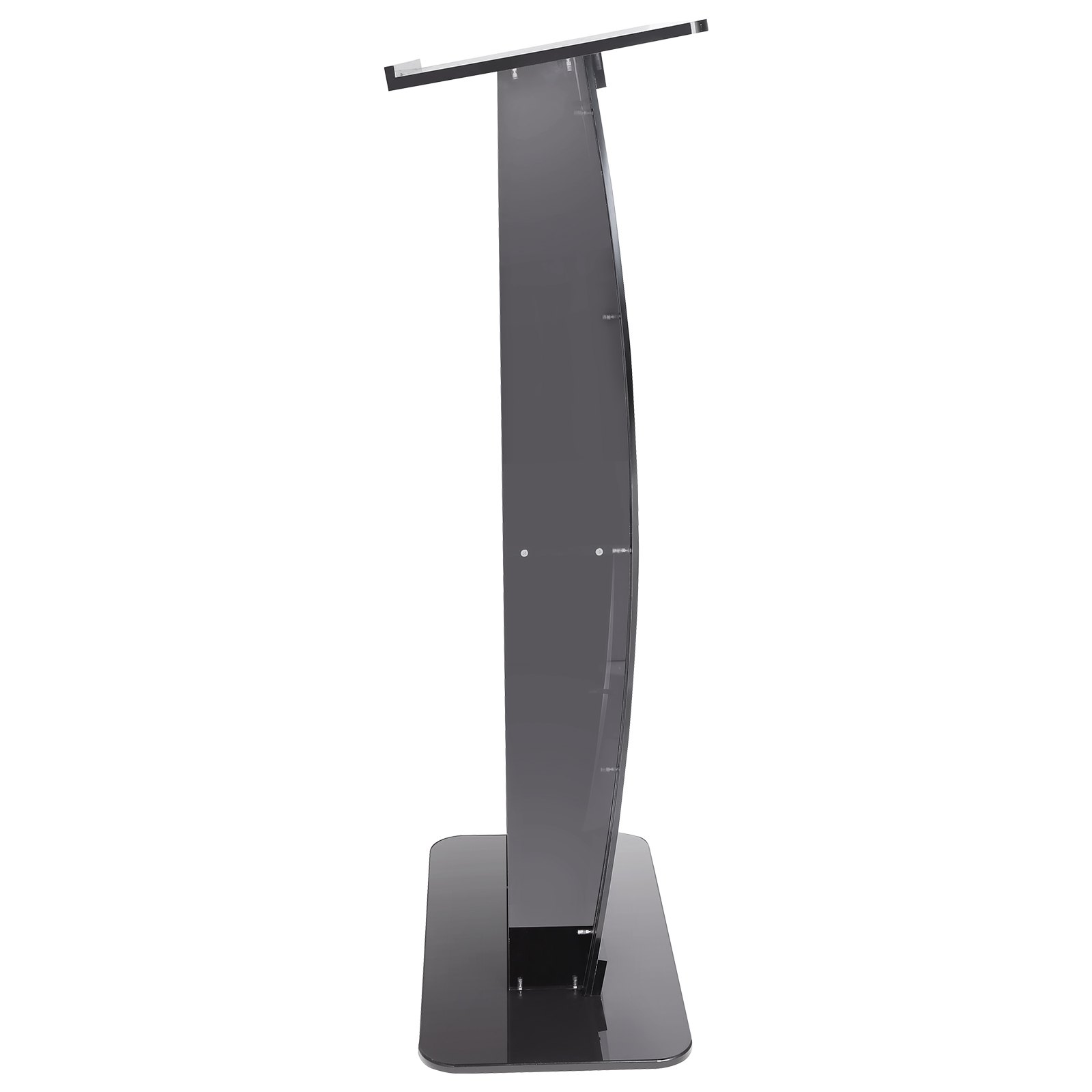 Atrile acrílico VEVOR, atril acrílico de 119 cm con amplia superficie de lectura y estante de almacenamiento, púlpito acrílico transparente de pie para iglesia, oficina o escuela, color negro.