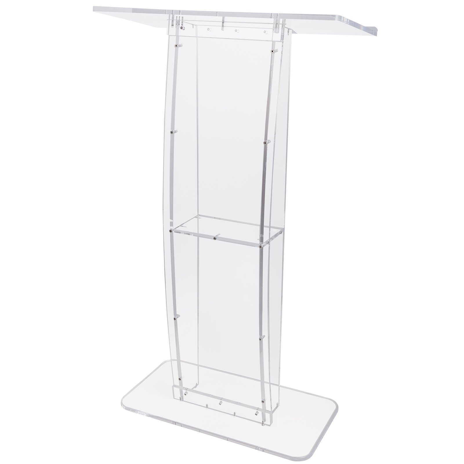 VEVOR Podio Acrílico, Podio Acrílico Transparente de 47"con Amplia Superficie de Lectura y Estante de Almacenamiento, Púlpitos Acrílicos Transparentes de Pie para Iglesia, Oficina, Escuela